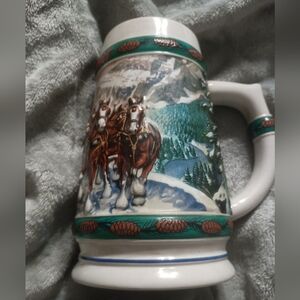 Vintage Budweiser Holiday Stein Collection Special Delivery Ceramic Stein - 1993